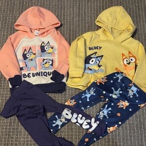 Bluey Kids Matching Hoodie & Pants Set - Yellow & Pink